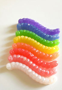 Rainbow Sparkle Worms-silicone